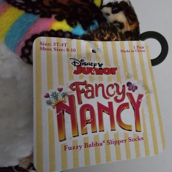 DISNEY JUNIOR toddler girls FANCY NANCY fuzzy babba SLIPPER SOCKS sz 3T-4T - Picture 3 of 3